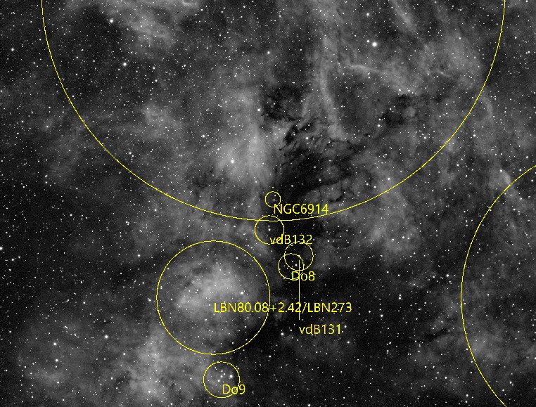 NGC6914, 2019-8-22, 98x200sec, APO100Q, H-alpha 7nm, ASI1600MM-Cool annotated.jpg